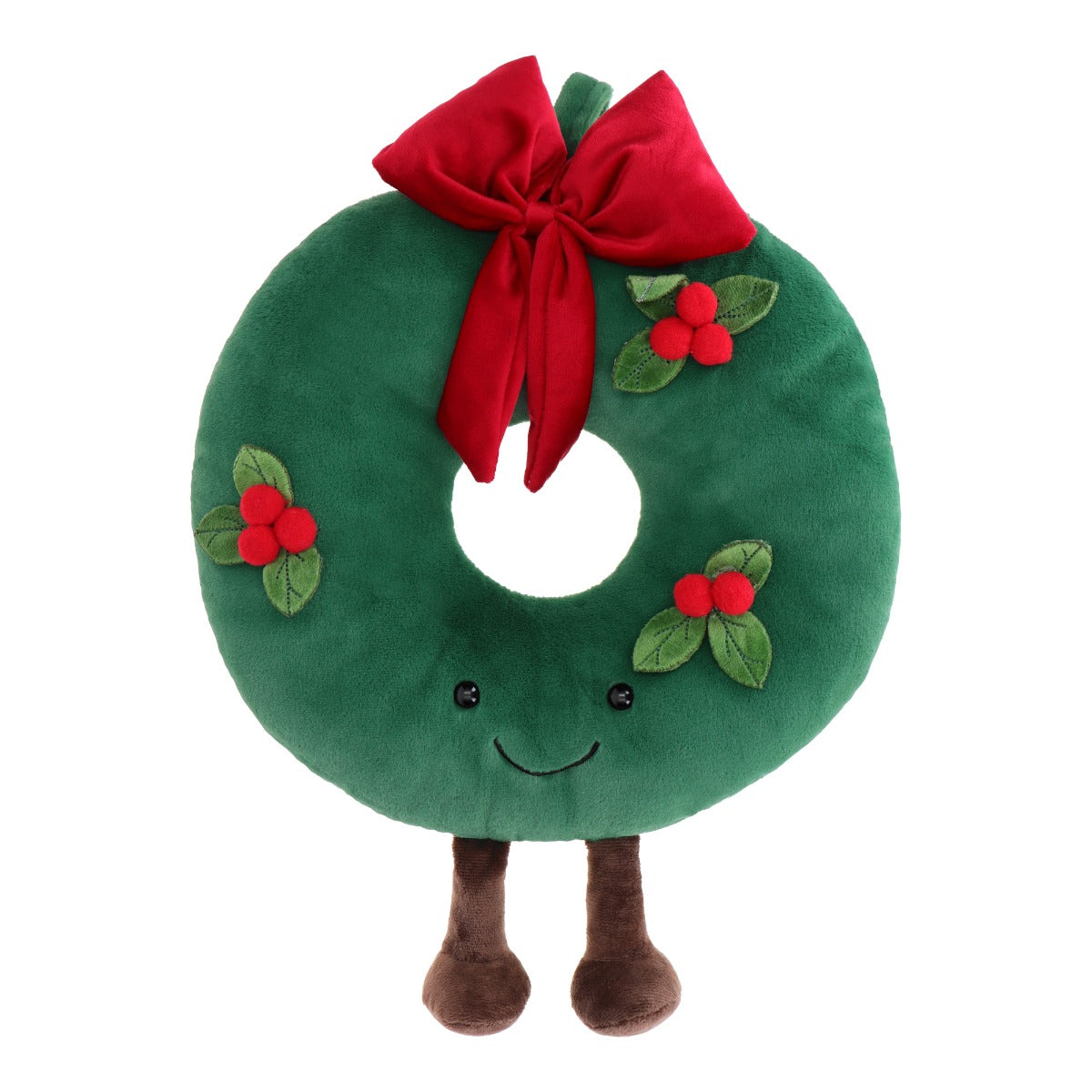 Christmas Creations Cushion Wreath Velours 40 cm Green & Red