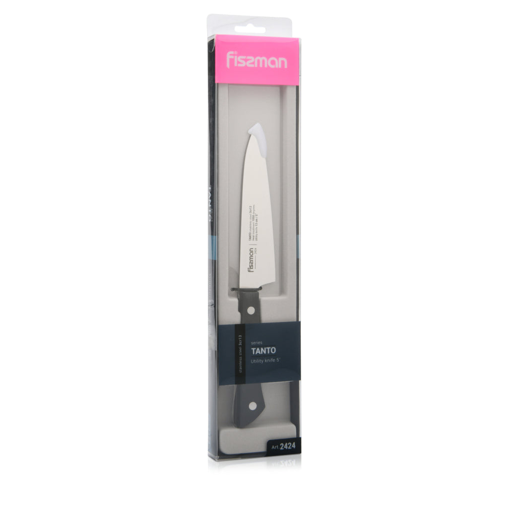 Fissman Utility Knife Tanto Series Black / Silver 5 Inch