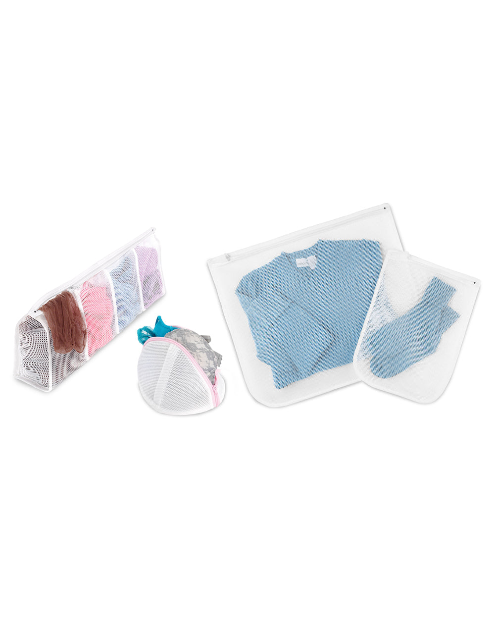 Whitmor Mesh Wash Bags Set of 4 White