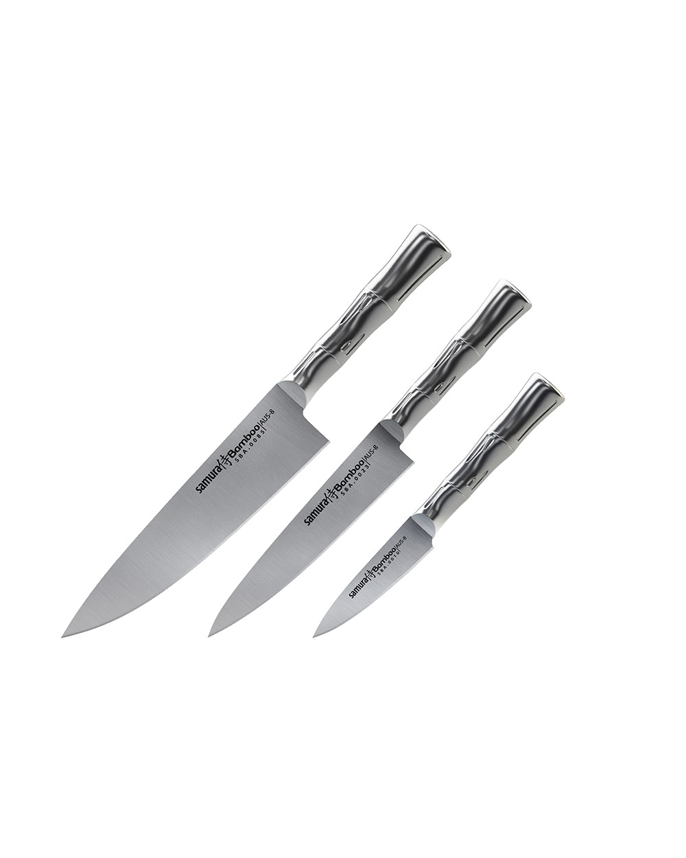 Samura Bamboo Kitchen Knives Set Of 3 Paring, Utility & Chef's Knife
