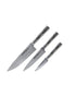 Samura Bamboo Kitchen Knives Set Of 3 Paring, Utility & Chef's Knife