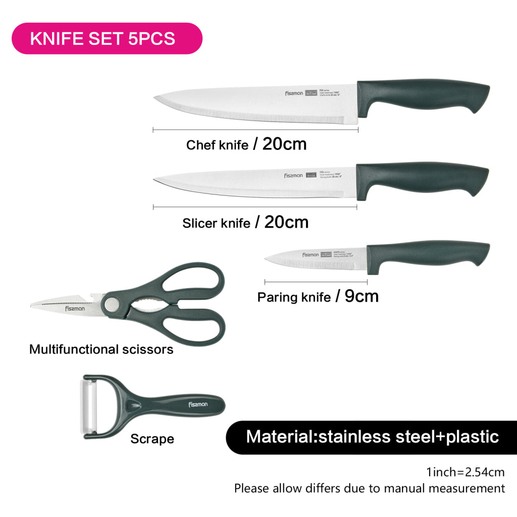 Fissman 5 Pieces Knife Set Agave Steel