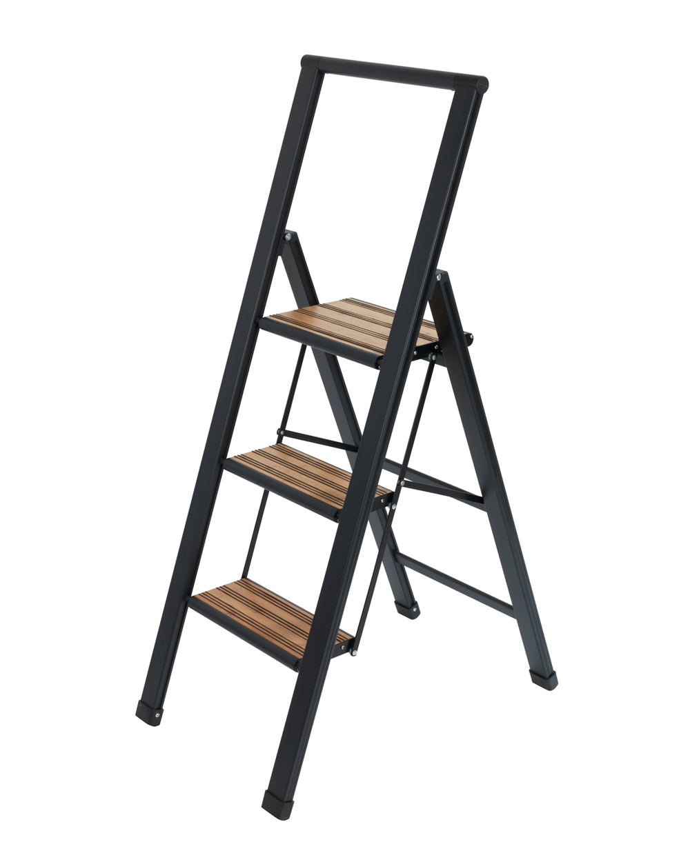 Wenko Folding 3 Step Aluminum Ladder Black