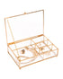 Simplify Vintage Gold Large 4 Section With Top Lid Cosmetic & Jewelry Glass Box