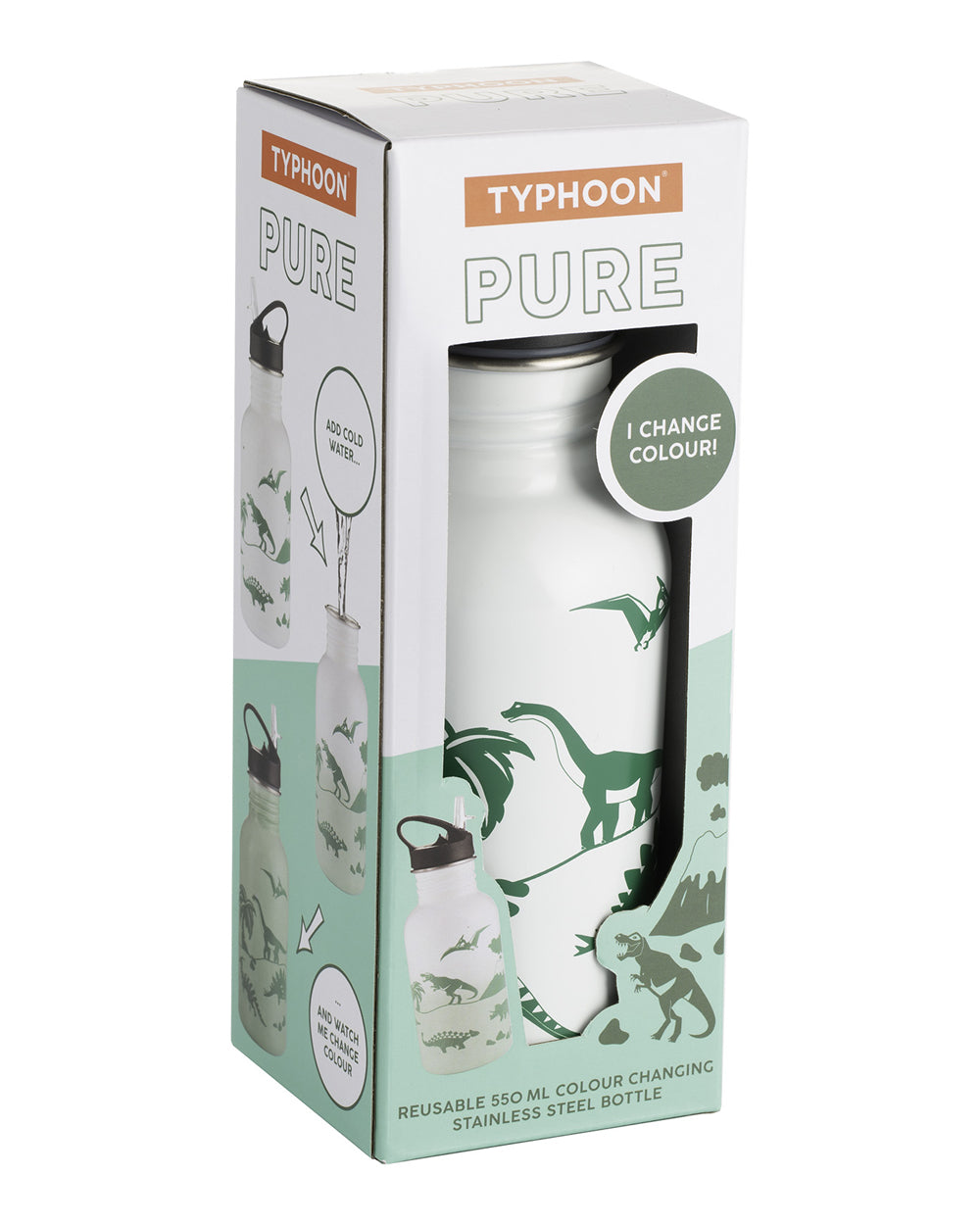 Typhoon Pure 550ML Color Changing Bottle Dinosaur