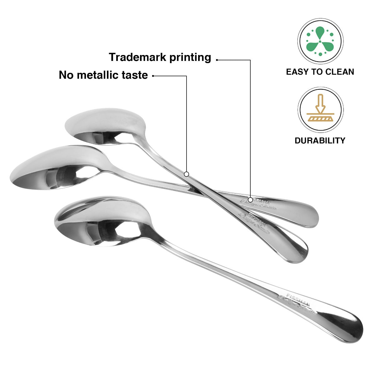 Fissman Set of 3 Dinner Spoons Flavia 20cm Stainless Steel