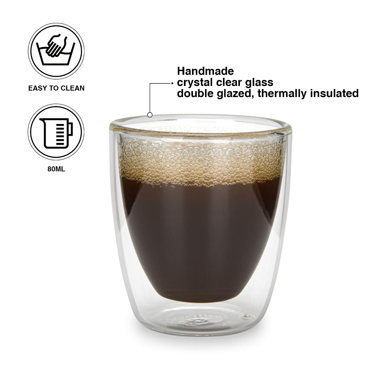 Fissman Set of 2 Double Wall Glasses 80ML Borosilicate Glass