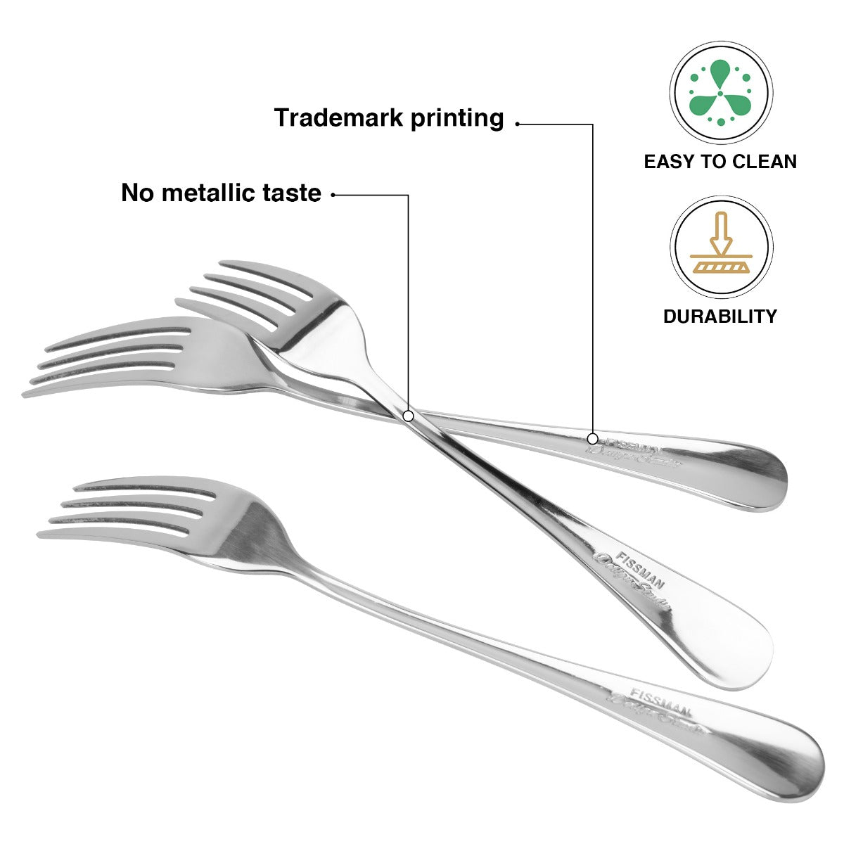 Fissman Set of 3 Dinner Forks Flavia 20cm Stainless Steel
