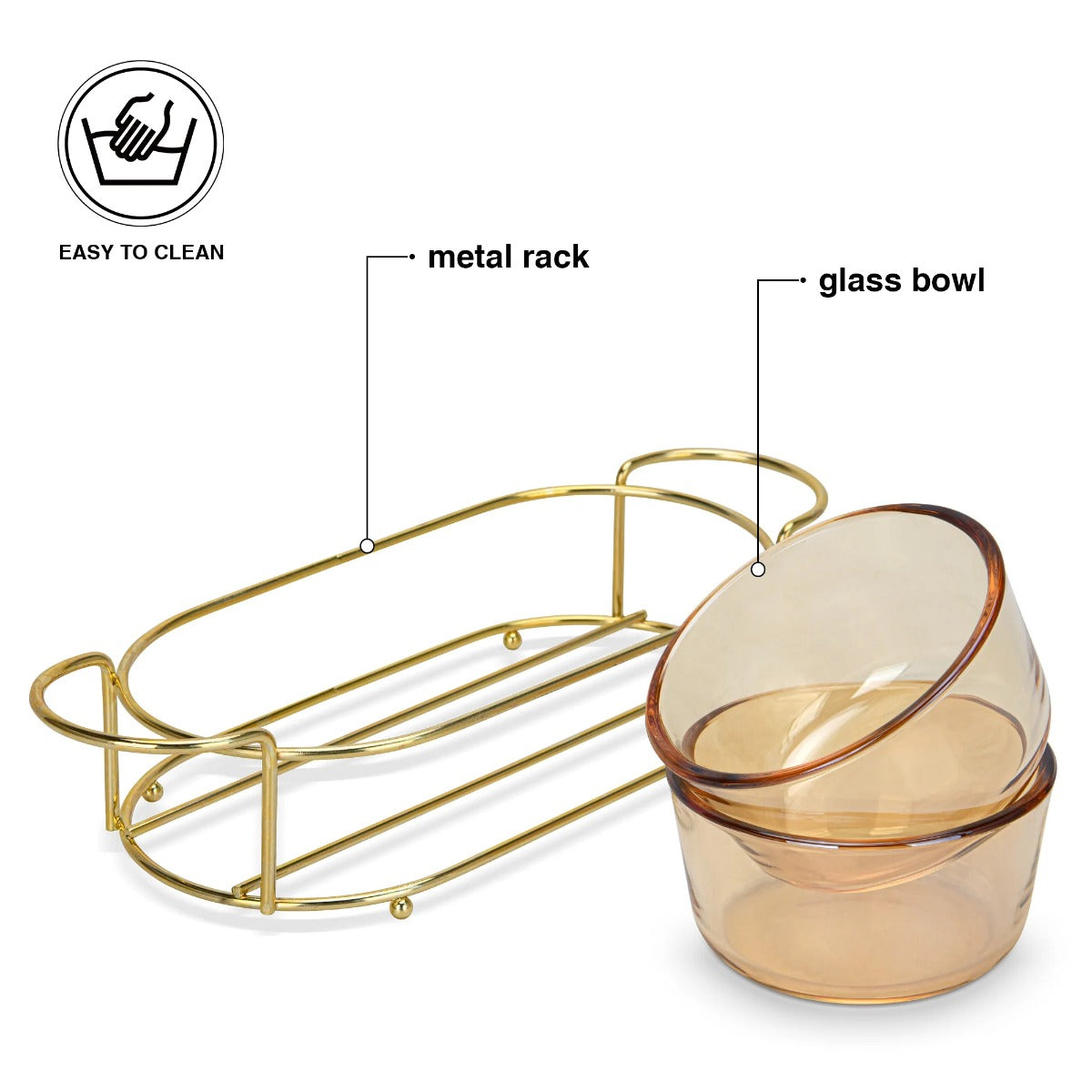 Fissman Set Of 2 Bowls 26 X 10.5 X 5.7 cm With Metal Stand