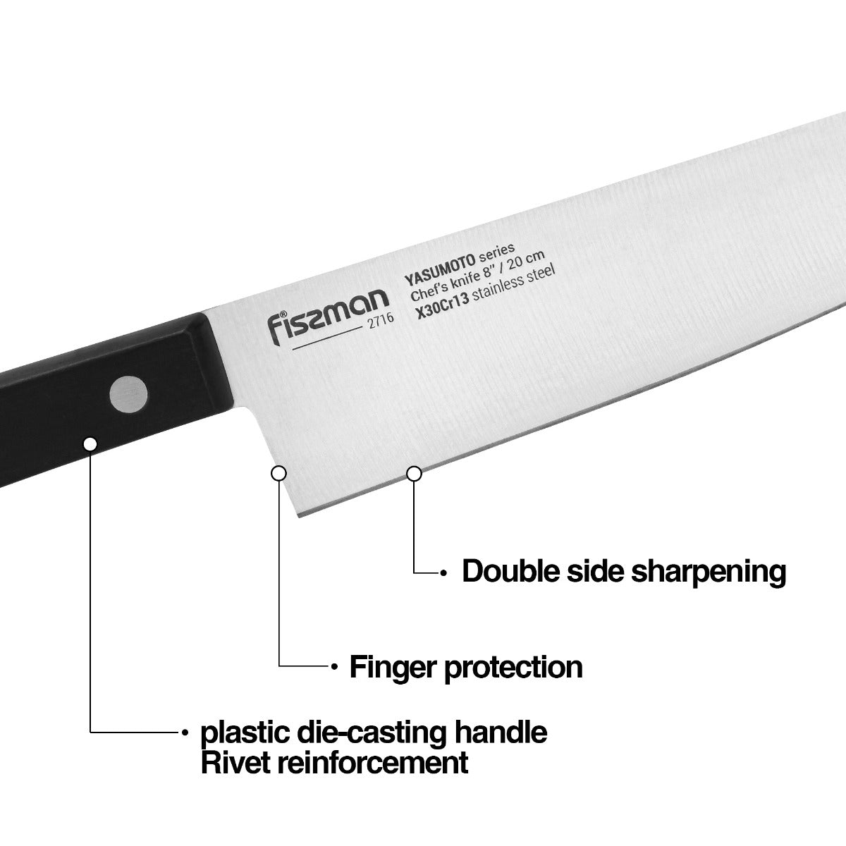 Fissman 13 Pieces Knife Set Yasumoto With Wooden Block X 30Cr 13 Steel
