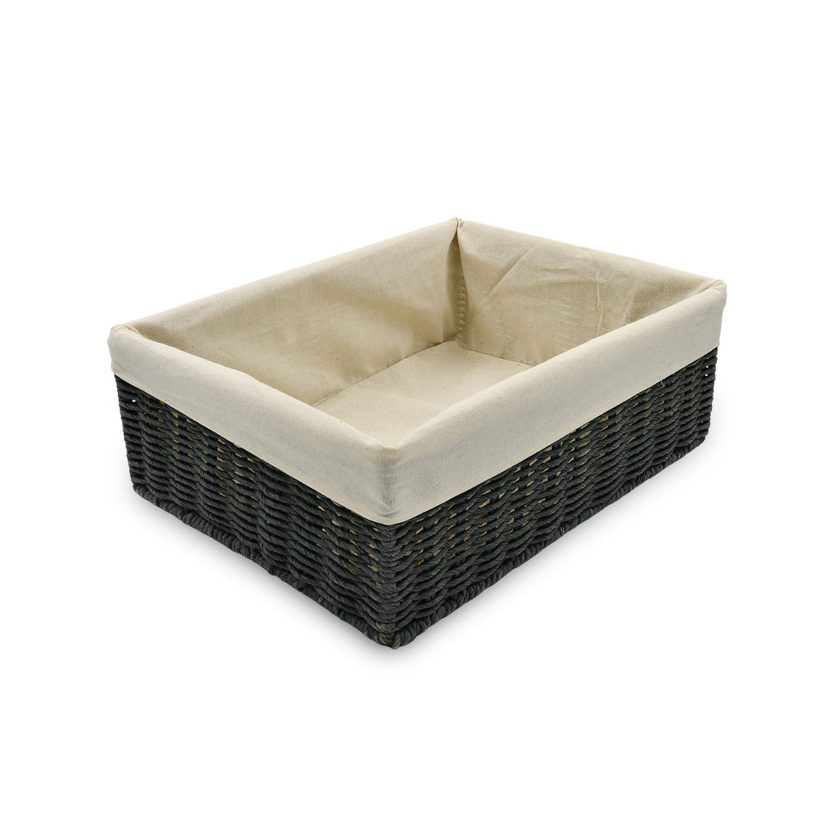 Homesmiths Large Storage Basket Dark Grey with Liner 36 x 27 x 13 cm