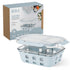Beola 3 Compartment Glass Food Storage Container With Silicone Protective Sleeve, 1050Ml Ice Blue
