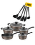 Tramontina Hazelnut Aluminum Cookware 5 Pieces Set with Free Utensils Set