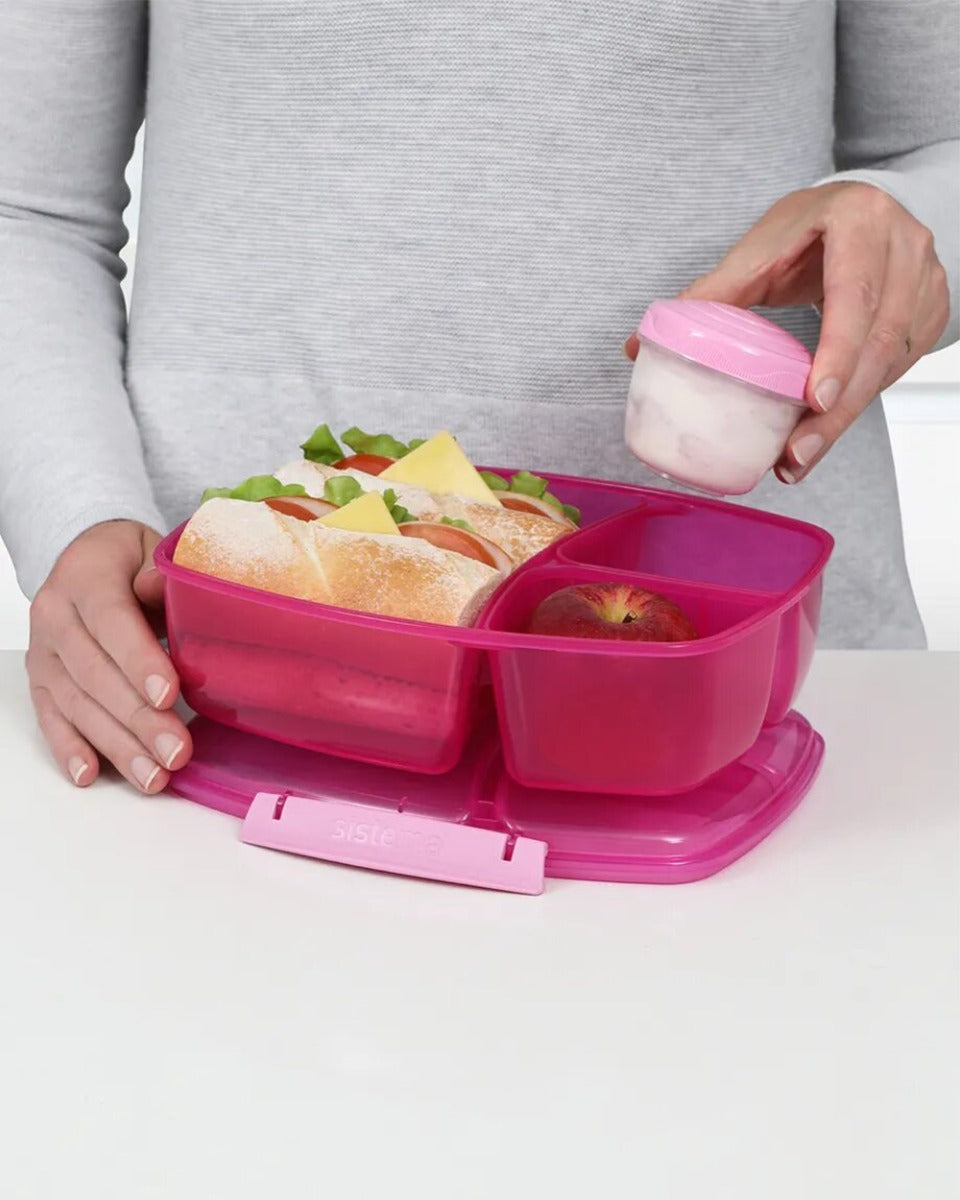 Sistema Triple Split Lunch & Yogurt 2L Pink
