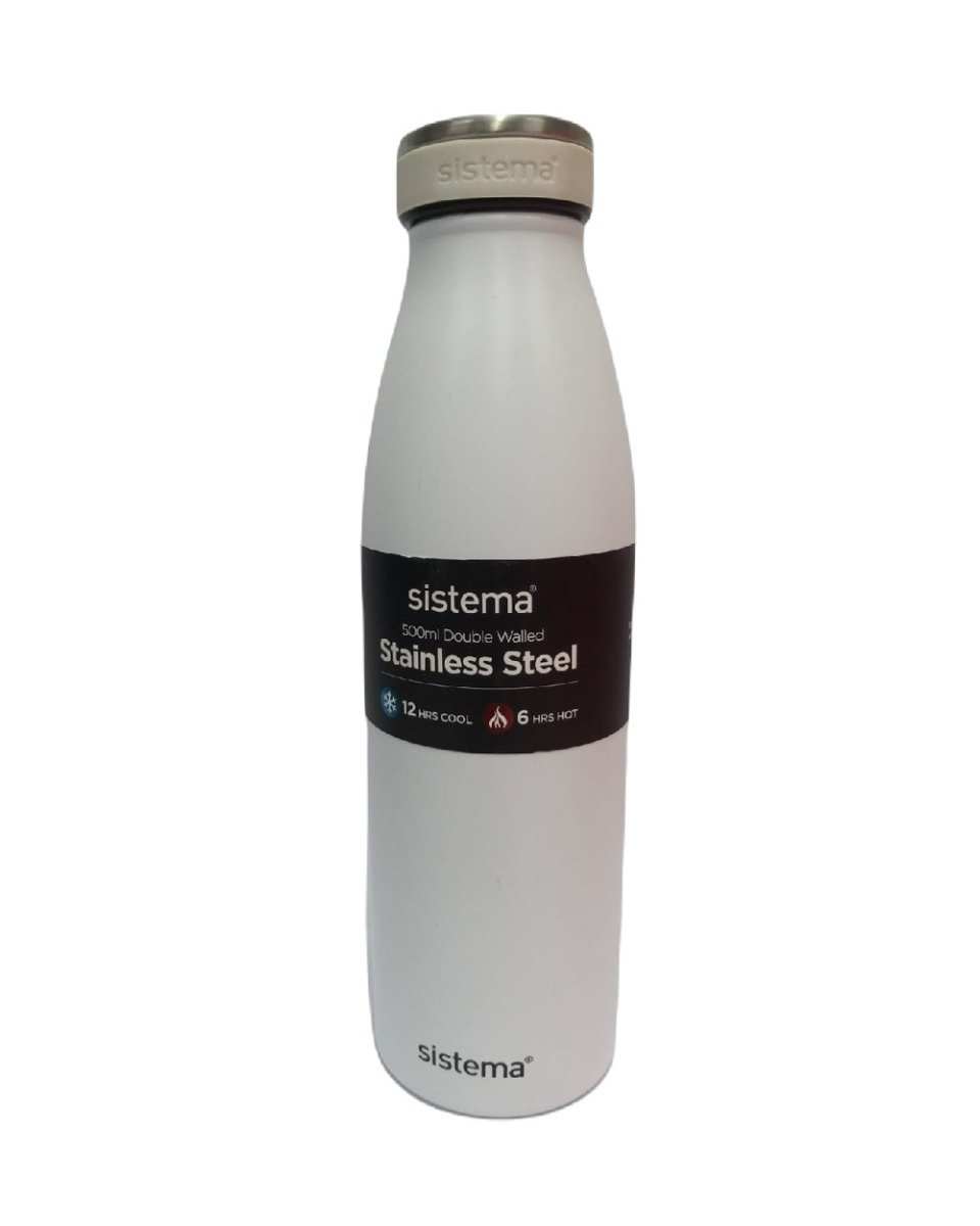 Sistema 500ML Stainless Steel Bottle White