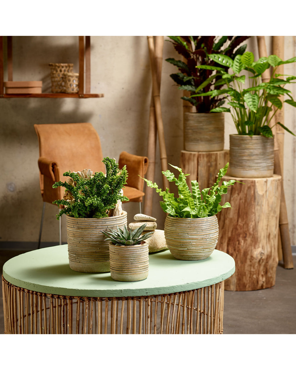 SK Maynmar Bamboo Round Planter 16cm Brown