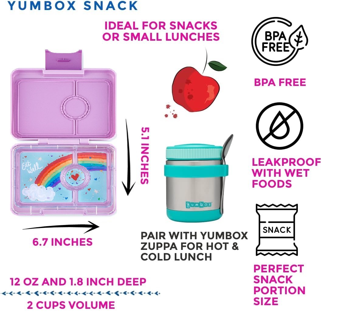 Yumbox Snack 3-Compartment Snack Box purple
