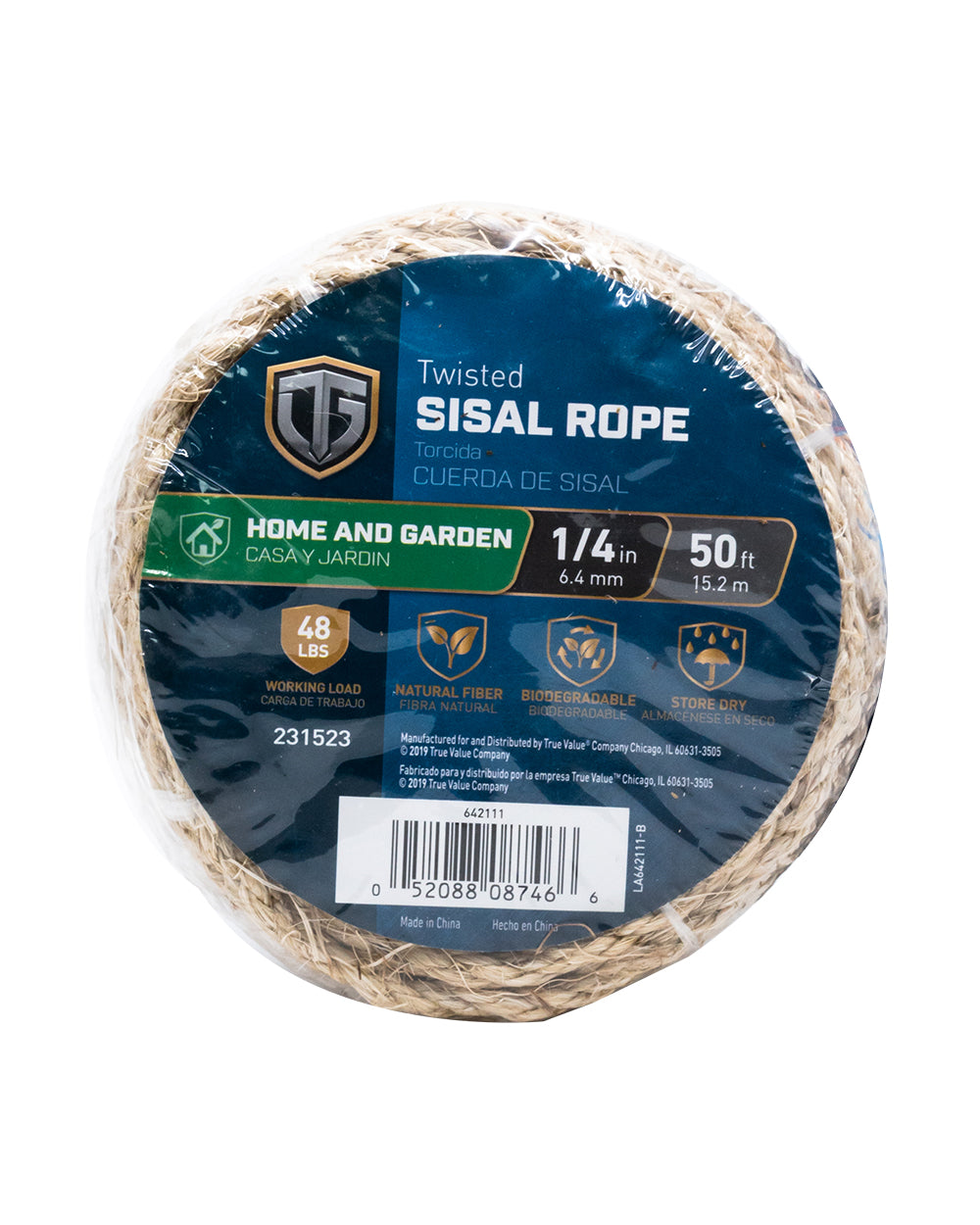 Tru-Guard 1/4inch x 50Ft. Natural Sisal Rope