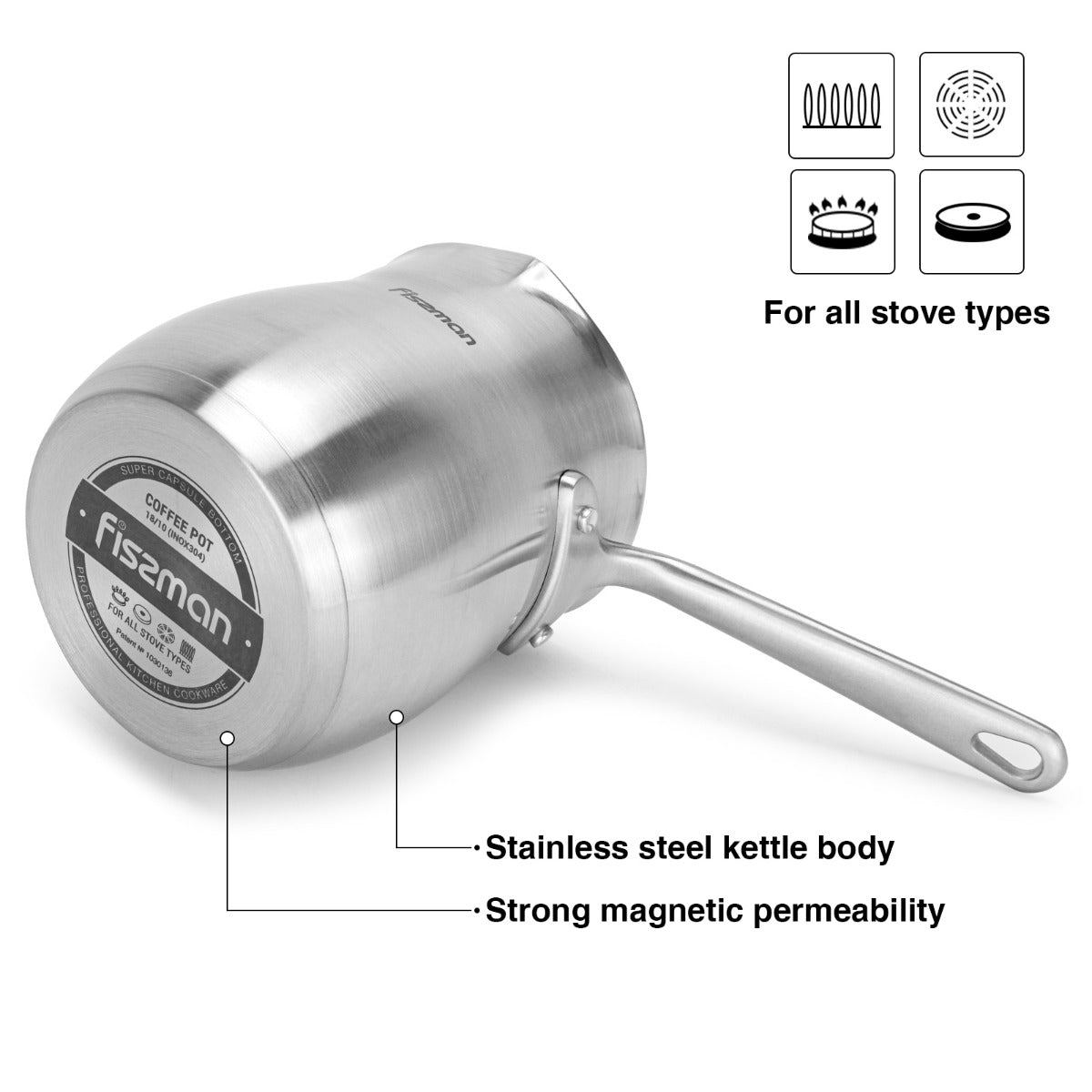 Fissman Turkish Coffee Pot 810ML with Induction Bottom Stainless Steel