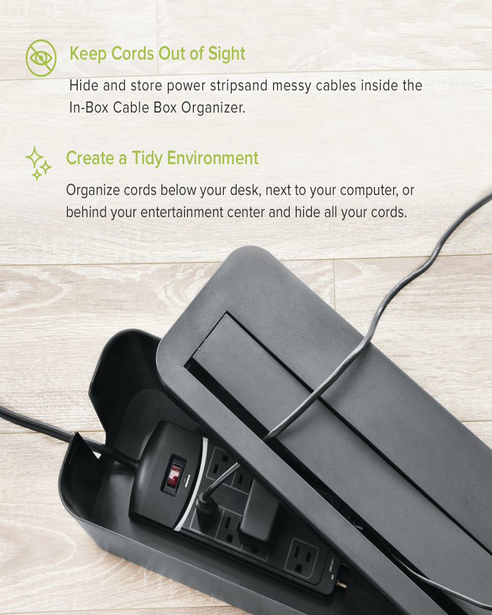 UTW In-Box Cable Organizer Under Desk White