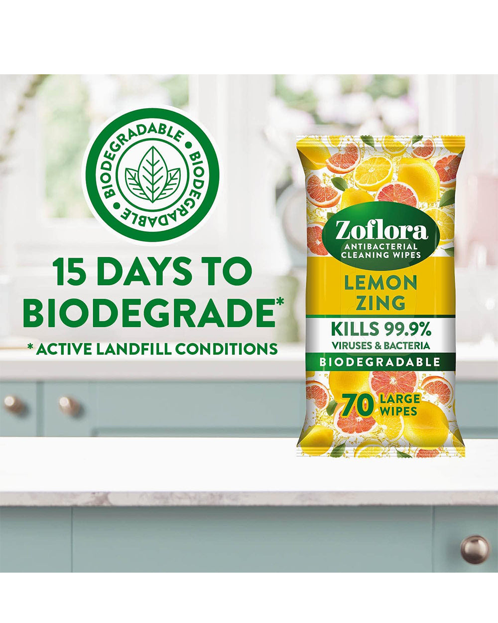 Zoflora Antibacterial 70 Wipes Lemon Zing