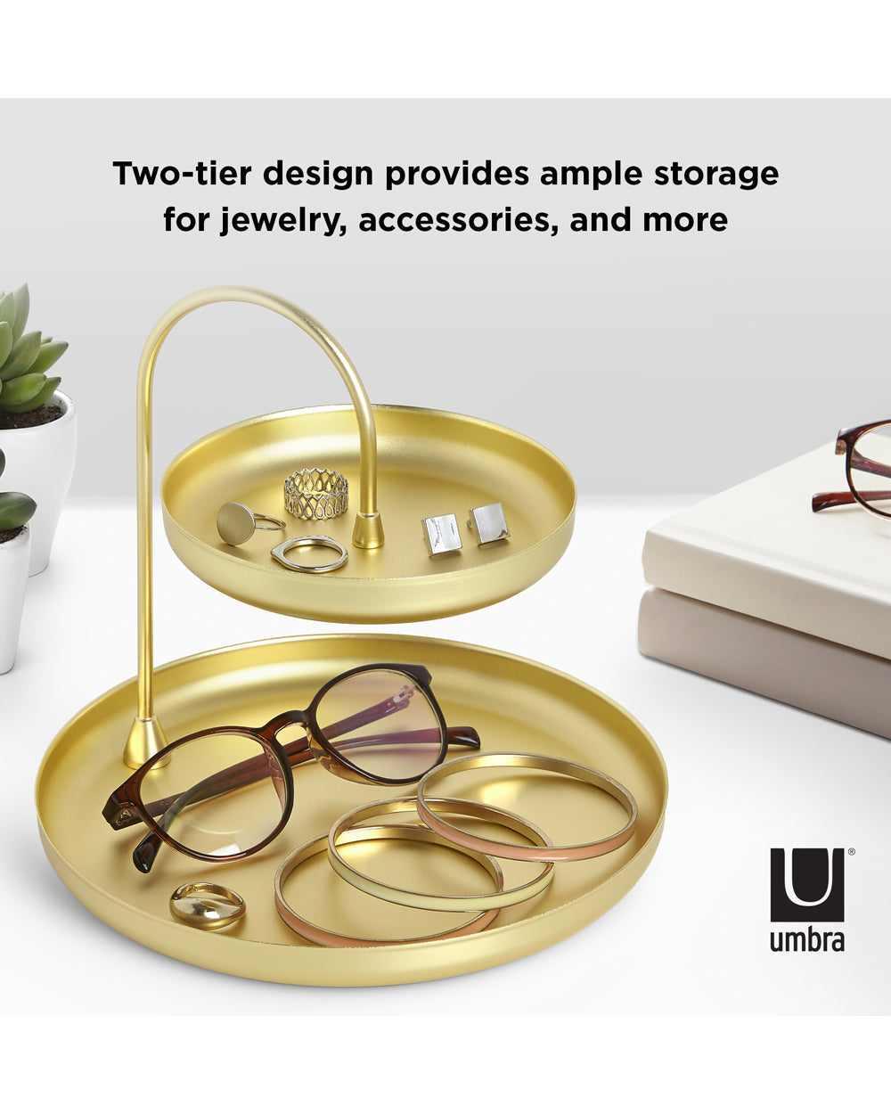 Umbra Poise Two Tiered Tray Brass