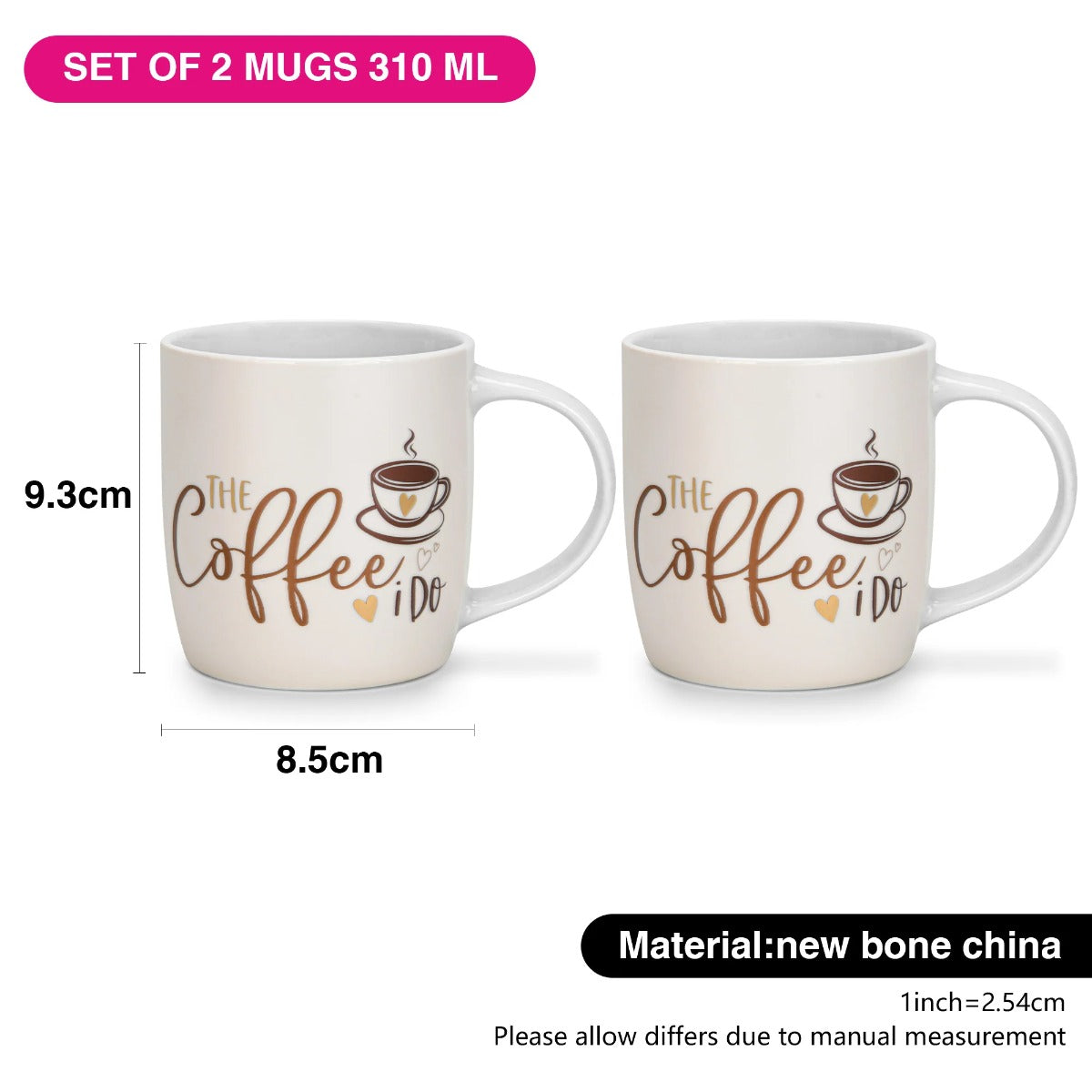 Fissman Set Of 2 Mugs 310 ML The Coffee I Do