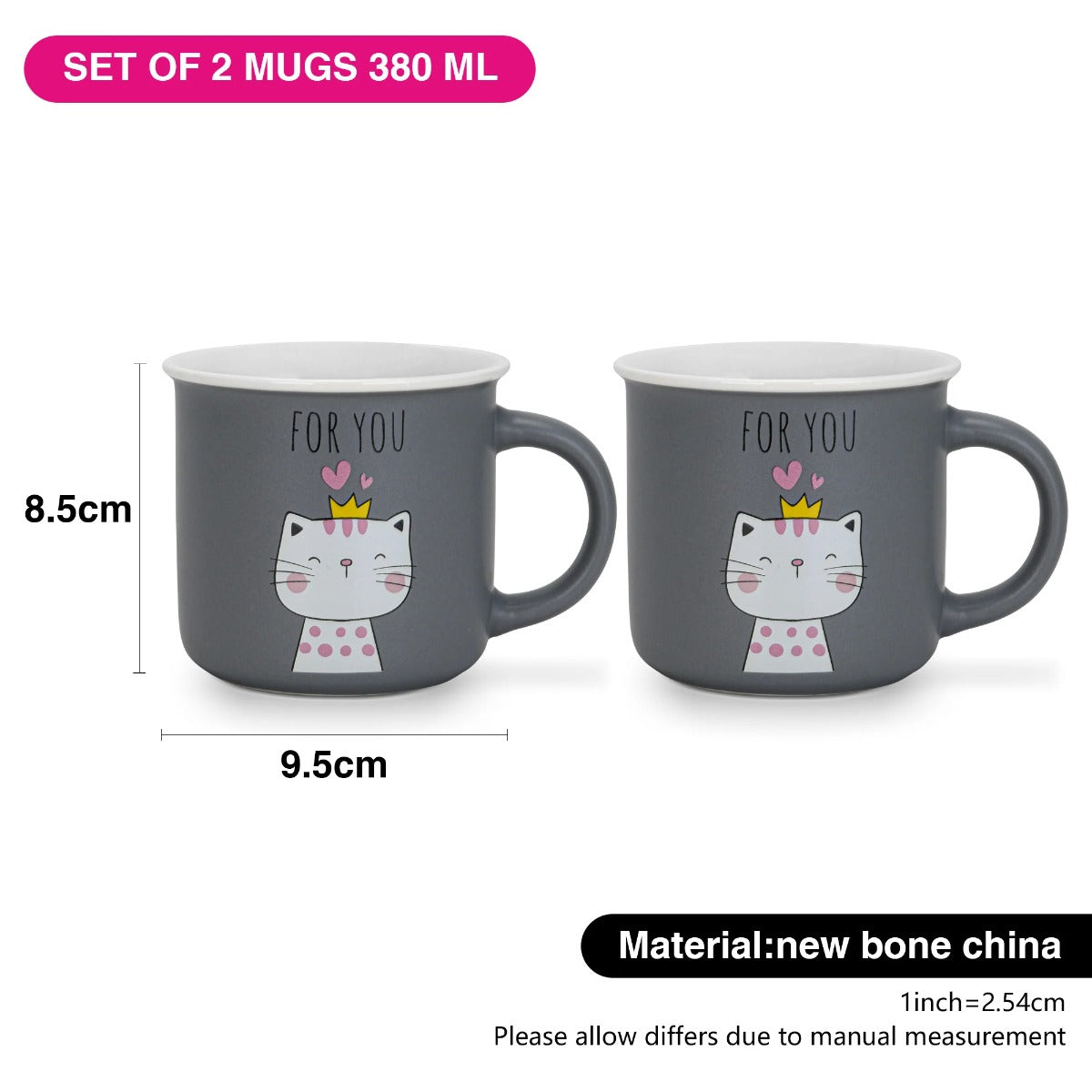 Fissman 2 Piece Mugs 380ML For You