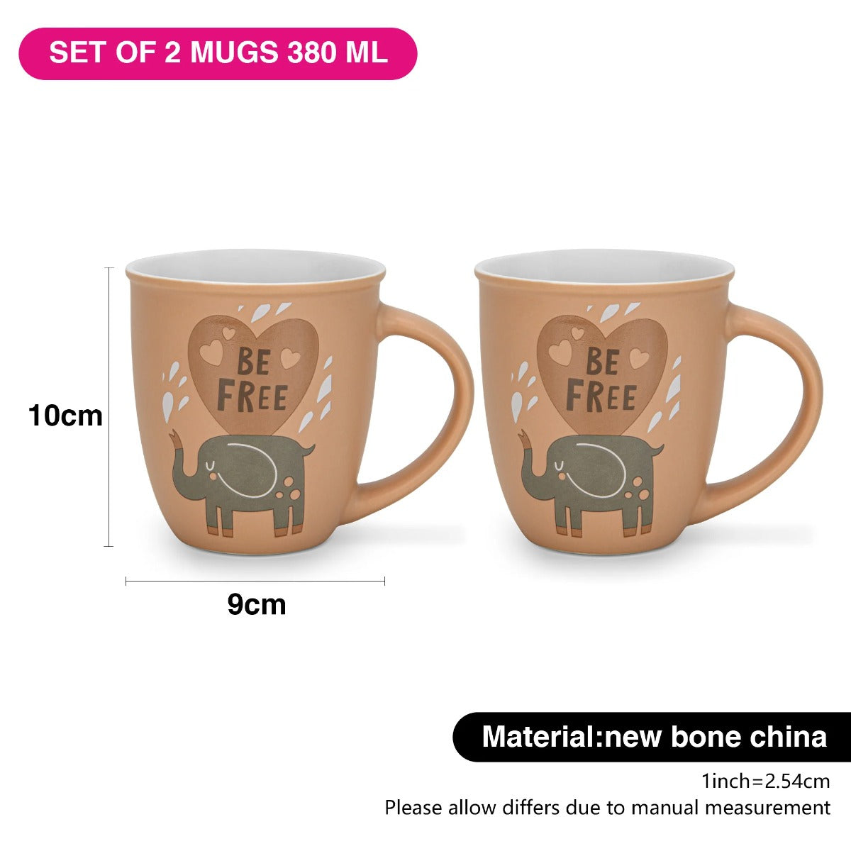Fissman 2 Piece Mugs 380ML Be Free
