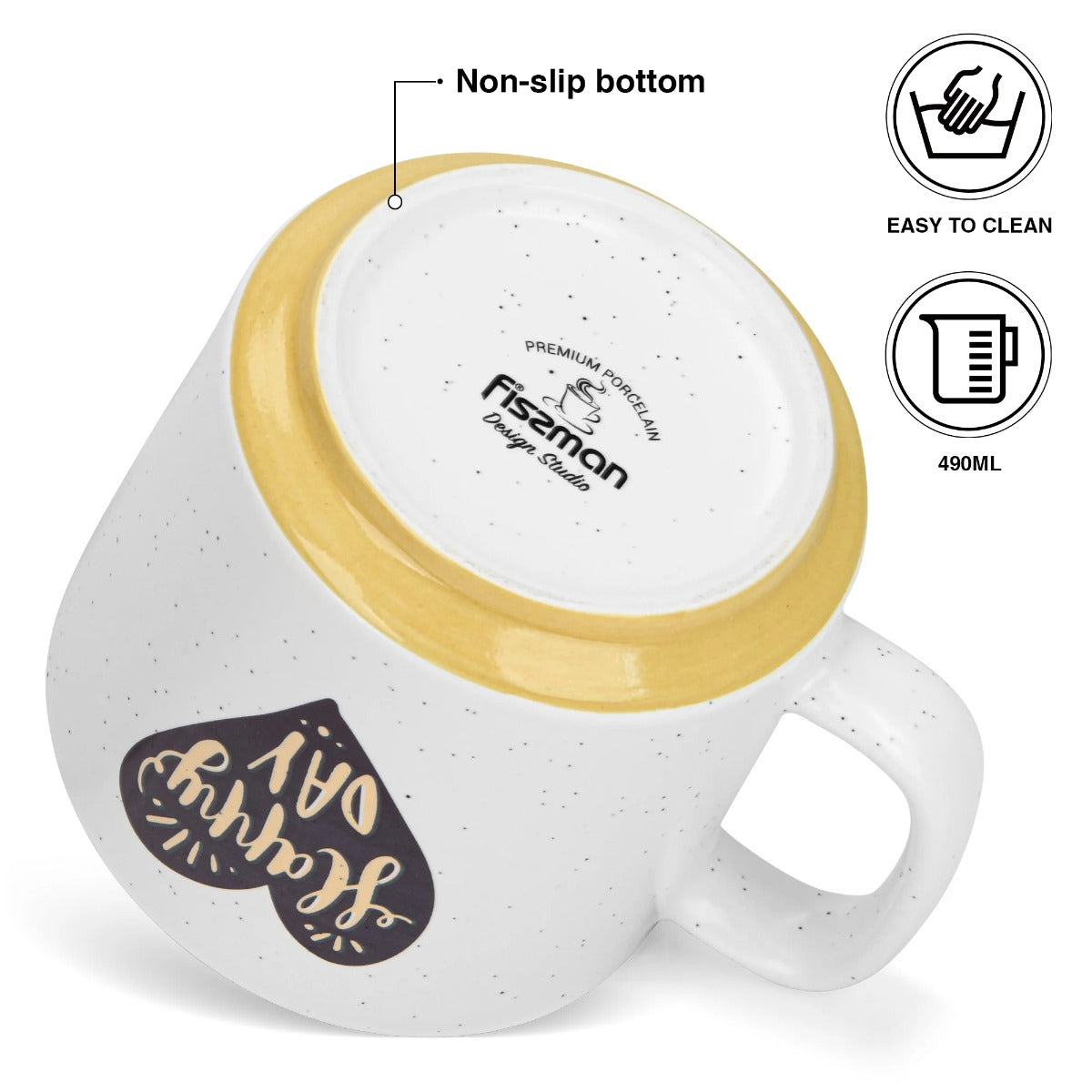 Fissman 2 Piece Mugs 490ML Happy Day With Heart
