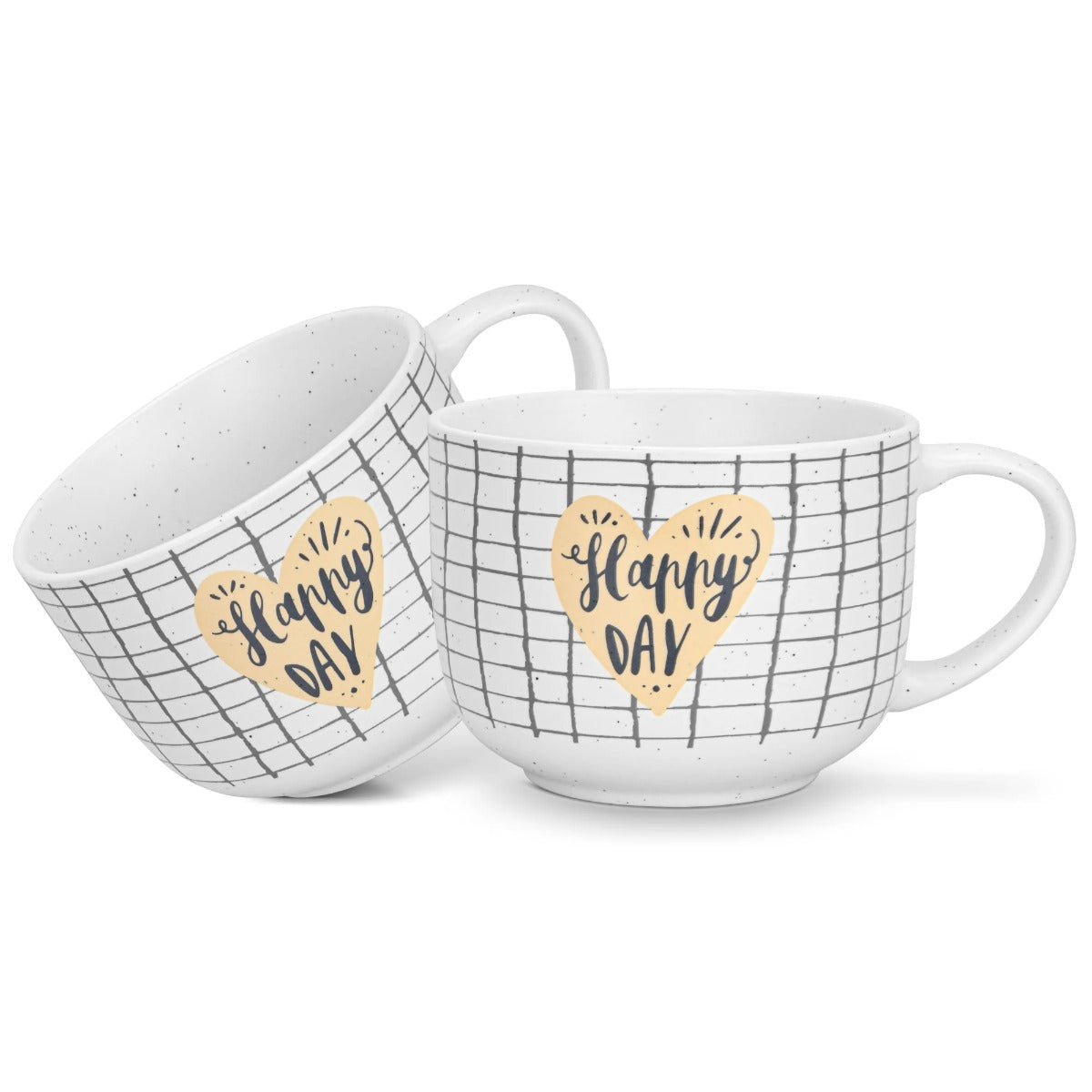 Fissman 2 Piece Mugs 580ML Happy Day Checked