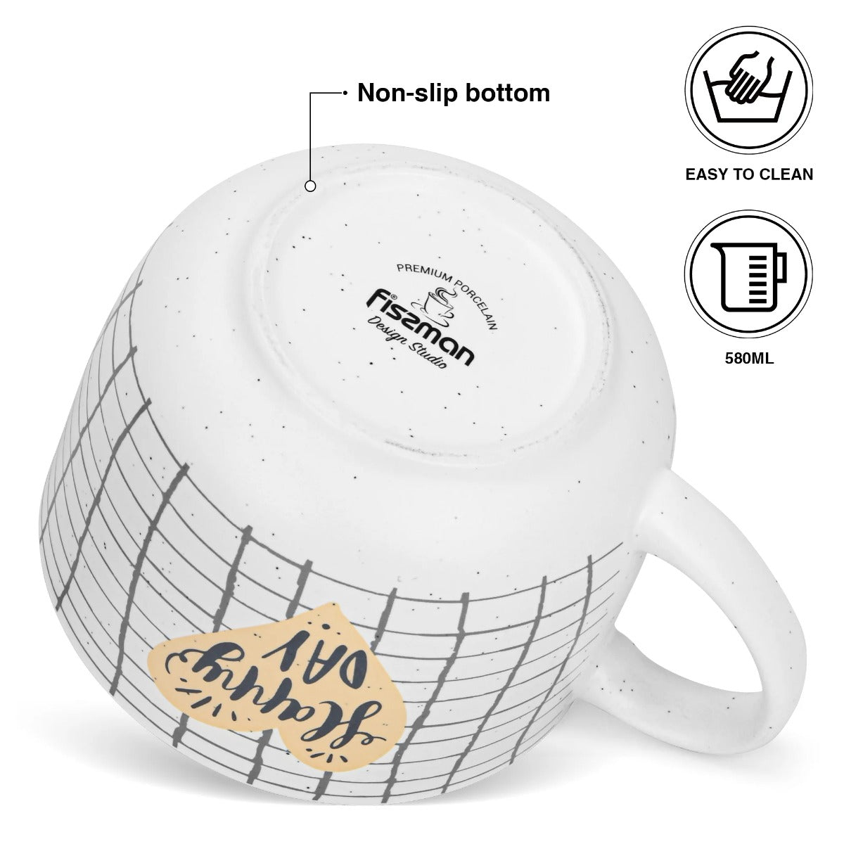 Fissman 2 Piece Mugs 580ML Happy Day Checked