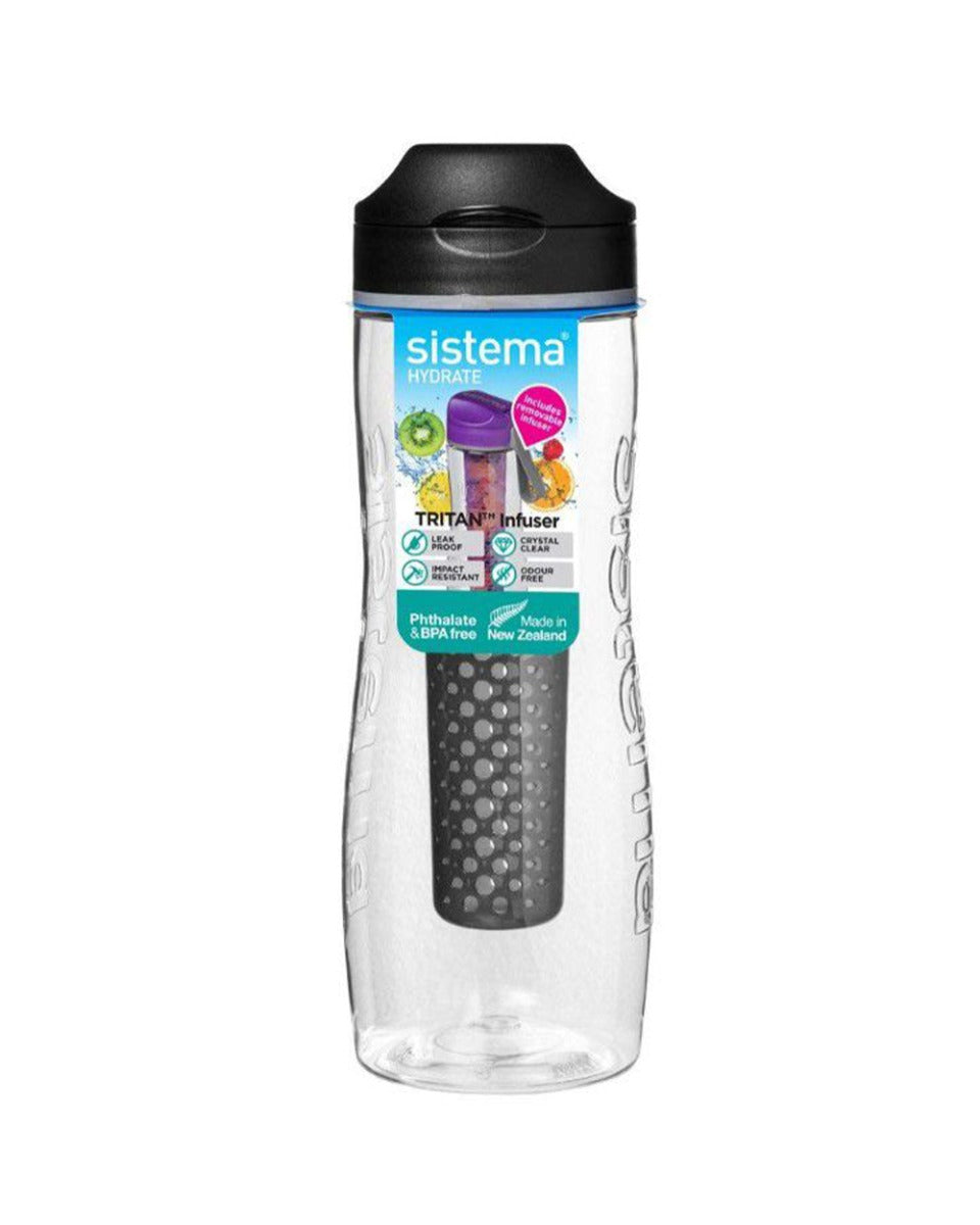 Sistema 800ml Tritan Infuser Water Bottle Black