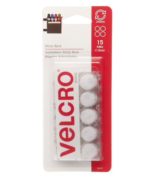 Velcro Coin 5/8 Inches White
