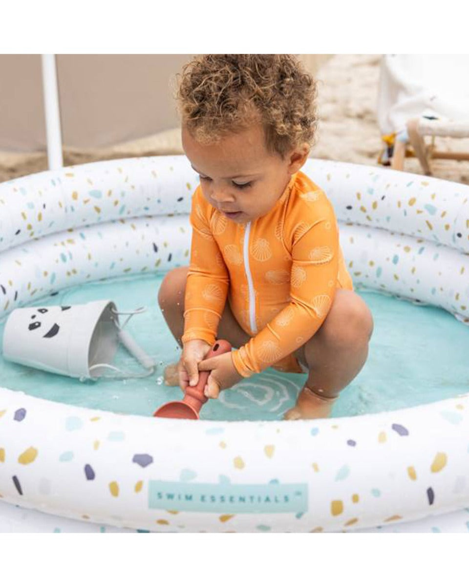 Swim Essentials White Terrazzo Mint Green Children's Pool 100cm 2 Rings