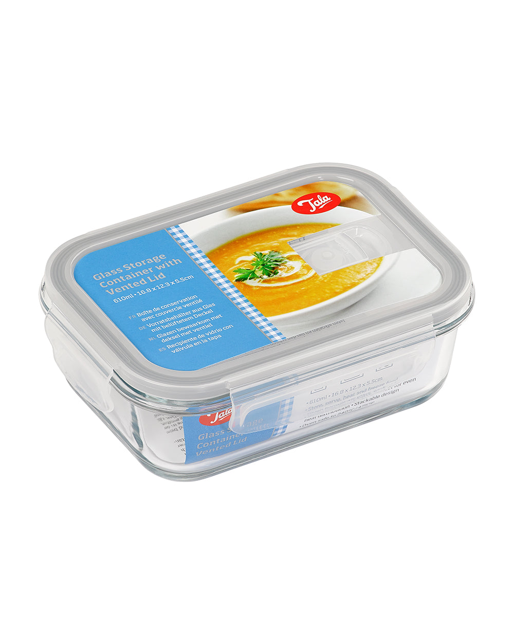 Tala 610ML Glass Storage Container with Vented Lid