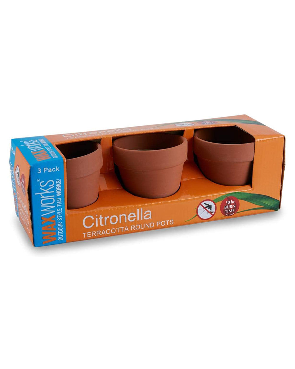Wax Works Citronella Candle Terracotta Pot Pack of 3