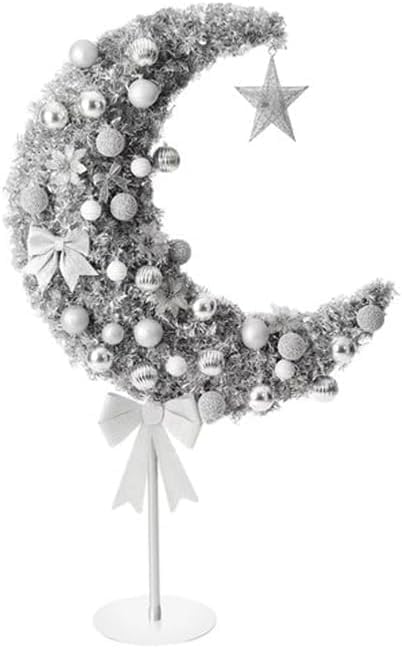 Homesmiths 90cm Ramadan Tree with 60 Lights, 8 Balls & Accessories Silver