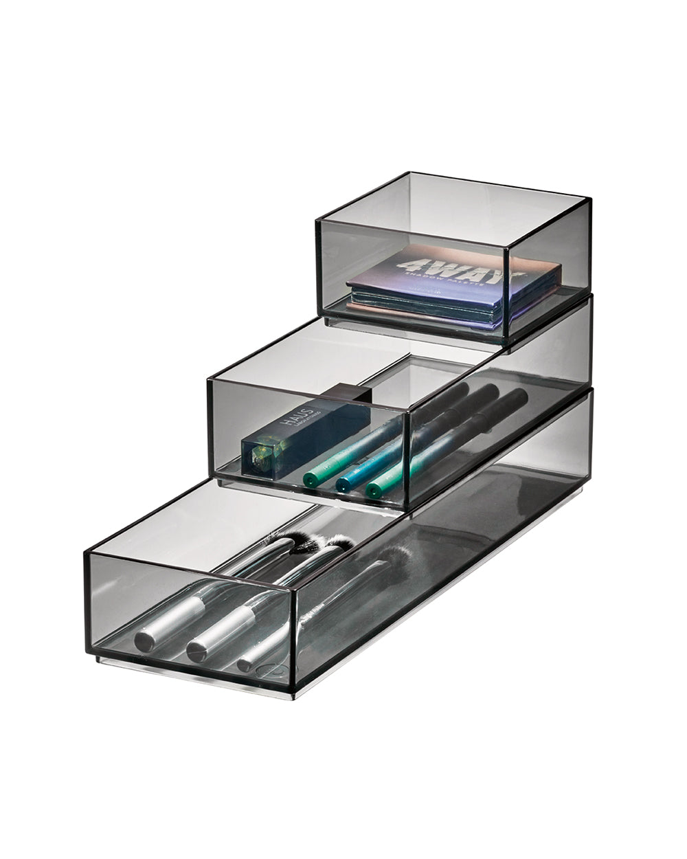 Sarrah Tanno RPET Stack & Slide Organizers Set of 3 Matte Black