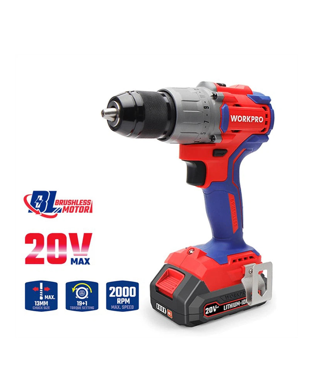Workpro 20V 13Mm Brushless Drill Set