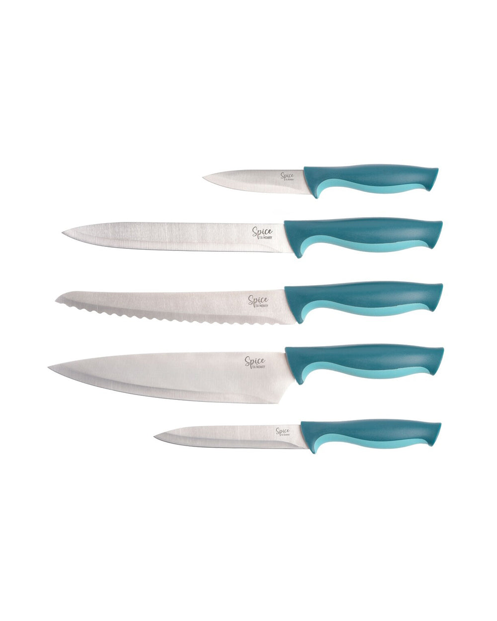 Spice By Tia Mowry Savory Saffron 14 Pieces Cutlery Set With Rubberwood Block Mint