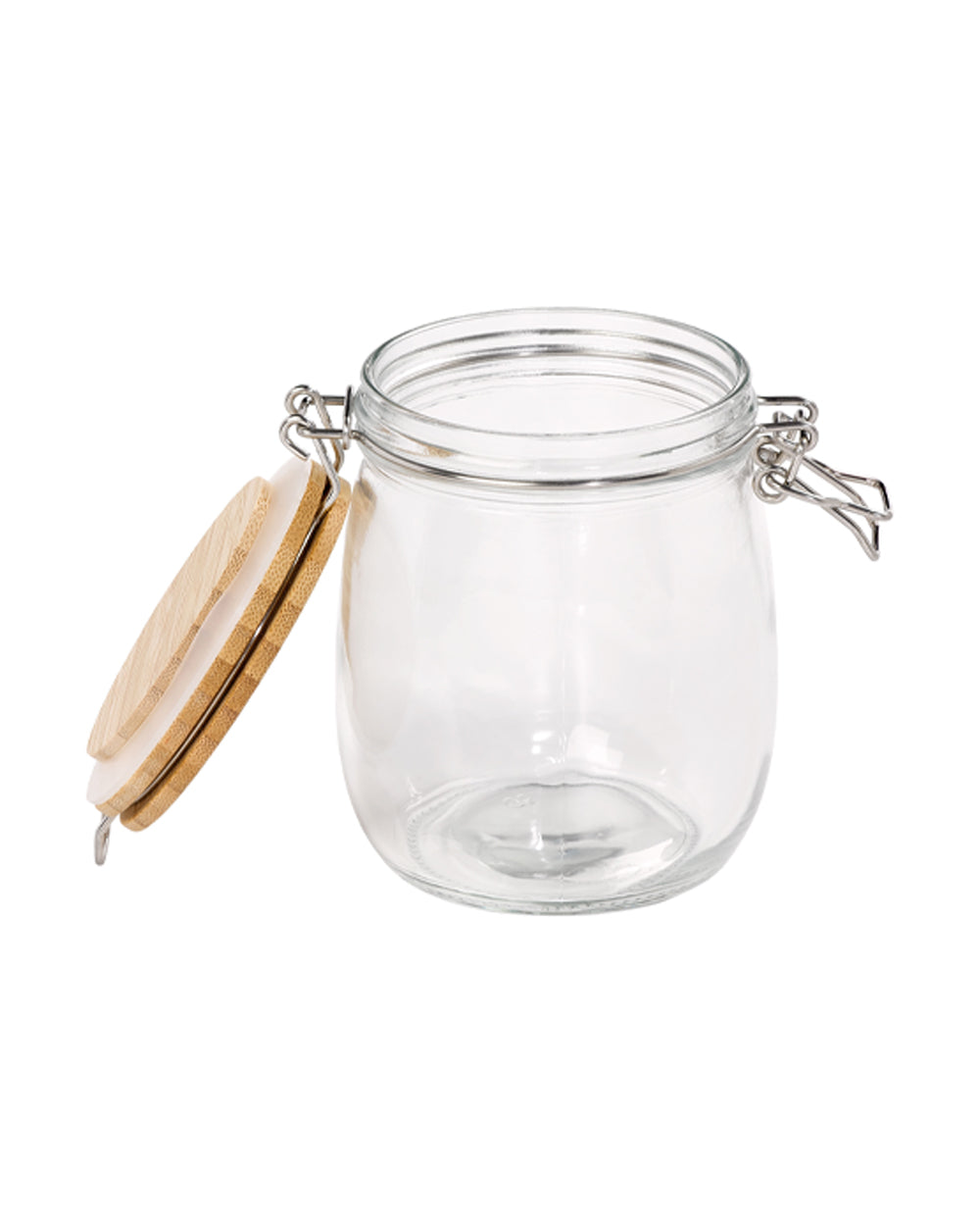 Tala 700ML Glass Jar with Bamboo Clip Top Lid Stainless Steel Clips & Clear Silicone Seals