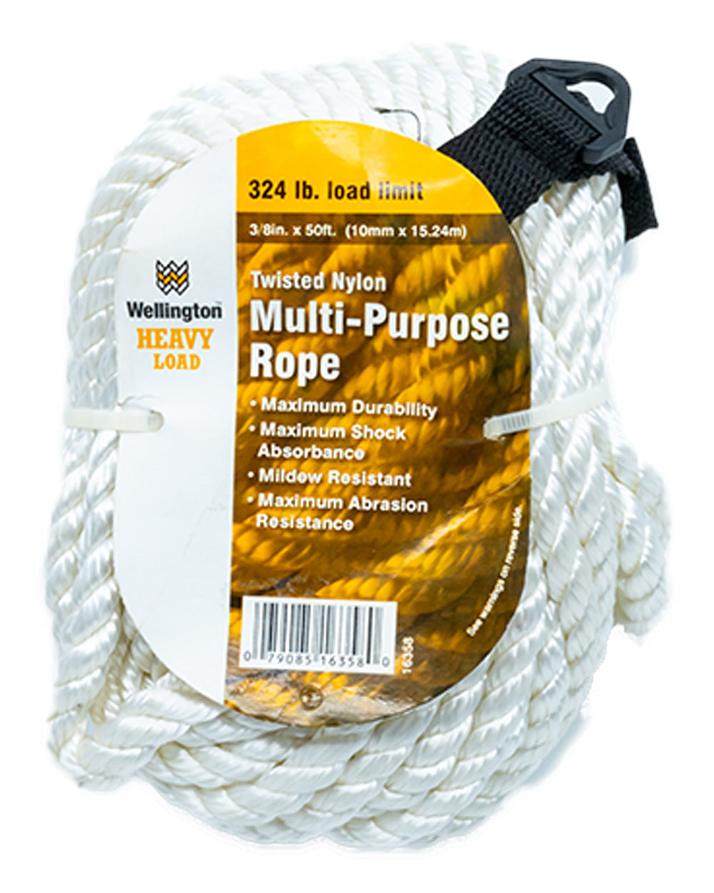 Wellington Cordage 3/8"x50' White Nylon Rope