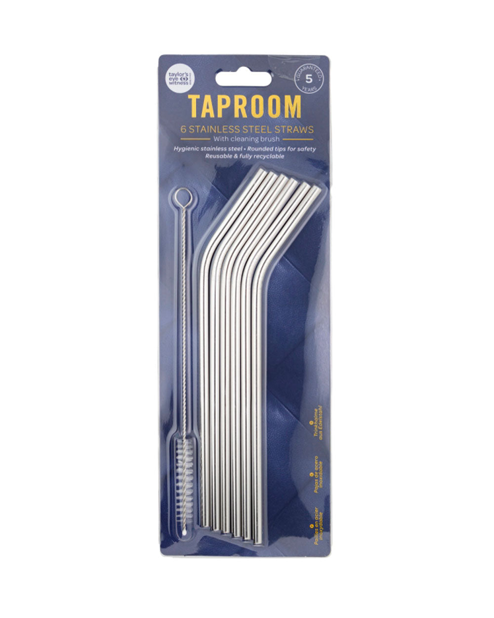 Taylor'S Eye Witness 6 Piece Stainless Straws With Cleaner
