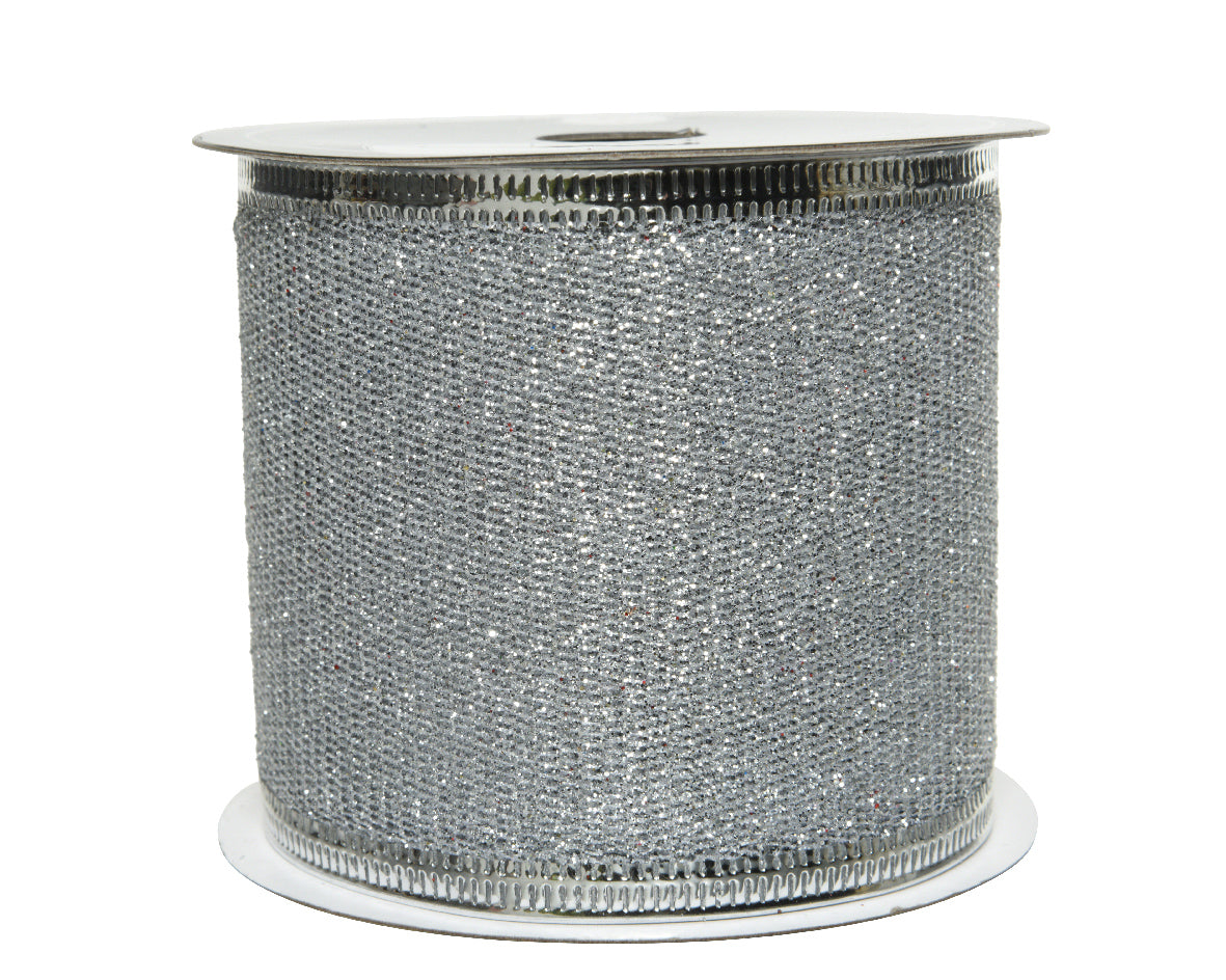 Homesmiths Decoris Ribbon Polyester Glitter Silver