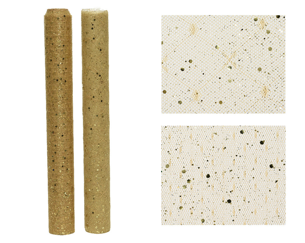 Homesmiths Deco Fabric Polyester Glitter Light Gold