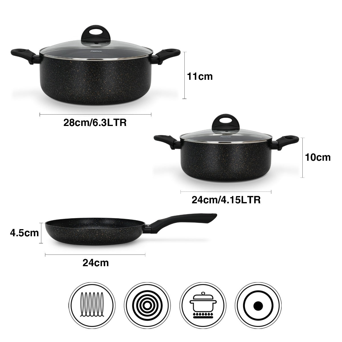 Fissman Cookware Set Promo 5 Pieces Aluminium with Non-Stick Coating
