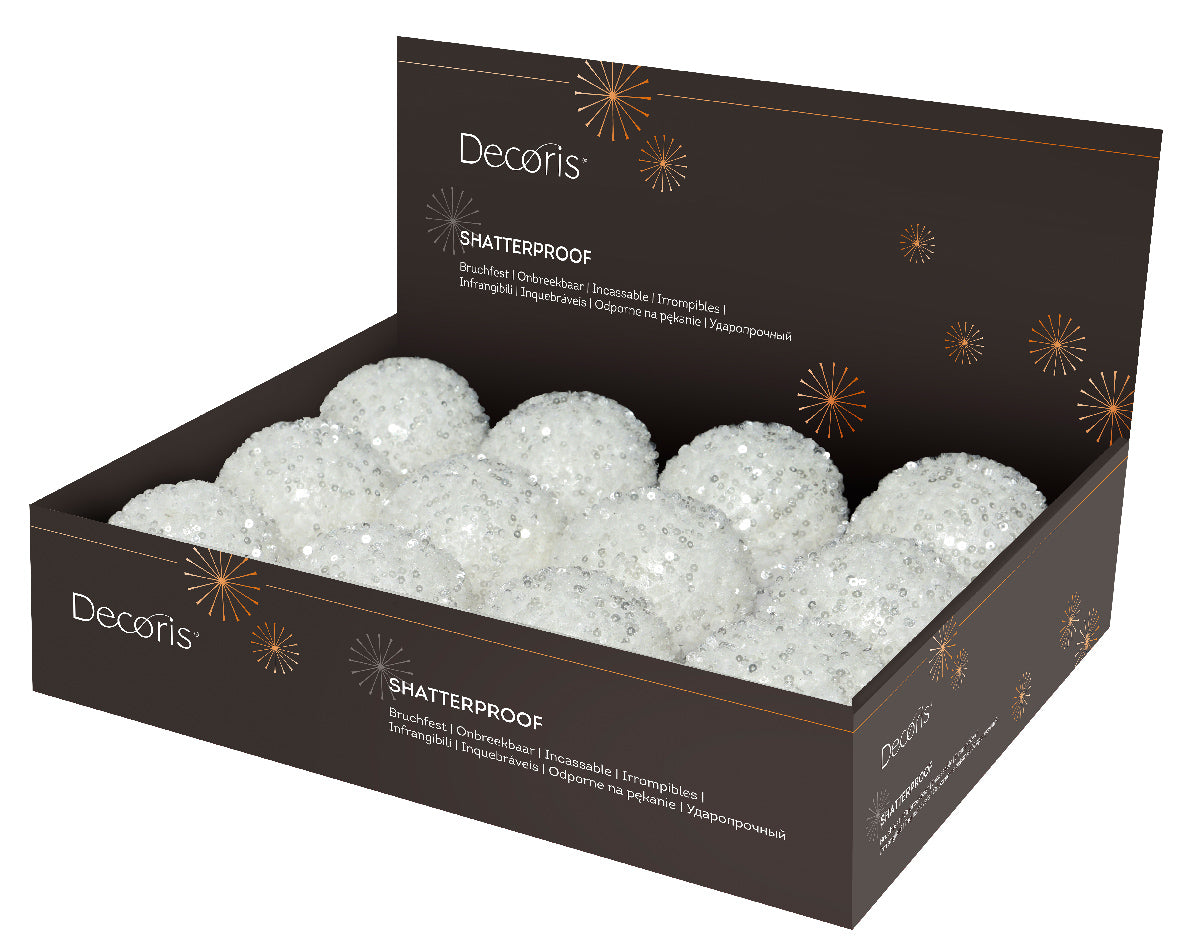 Homesmiths Bauble Foam Sequins Winter White 8cm