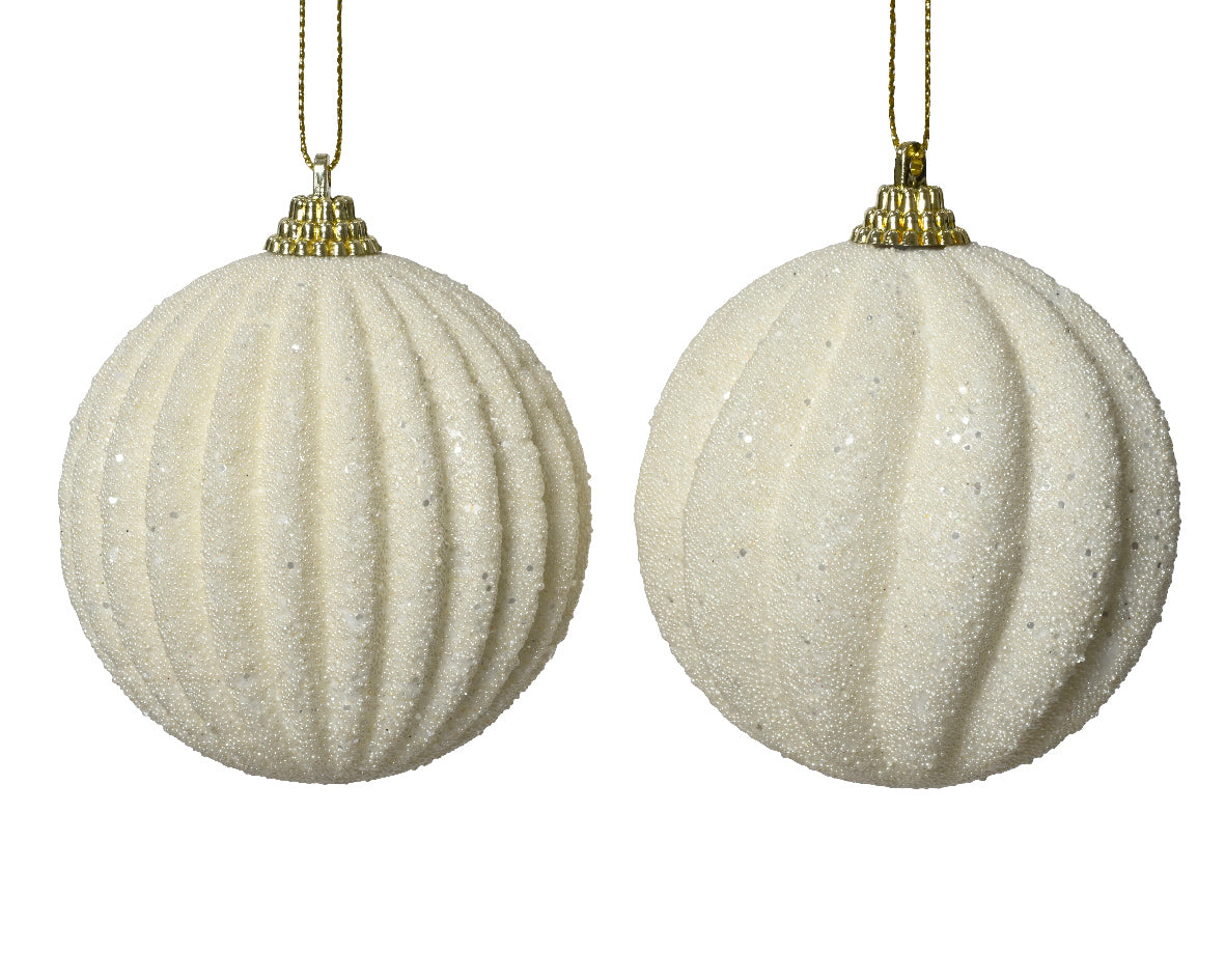 Homesmiths Bauble Foam Glitters  Beads Wool White 8cm