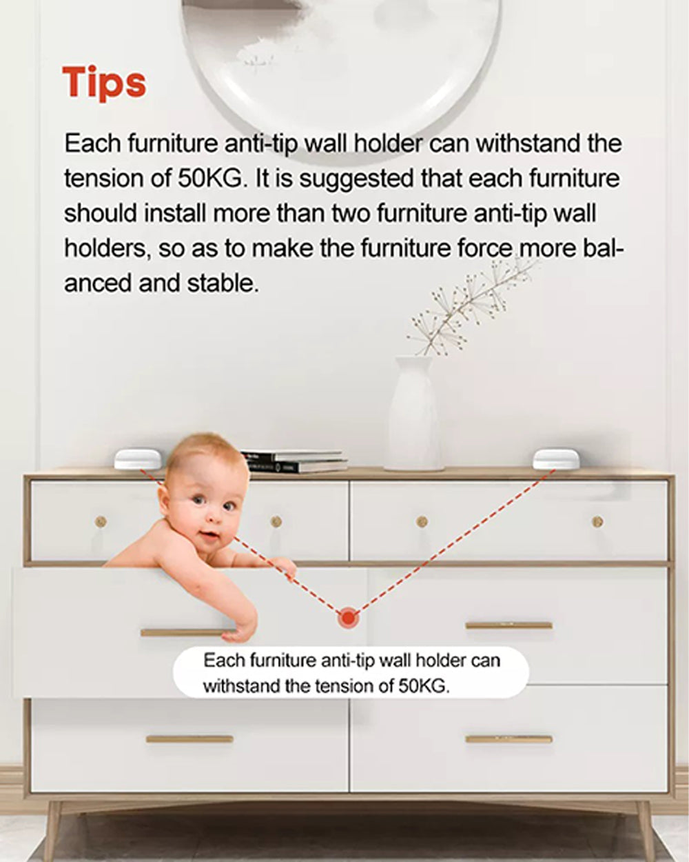 Vee Seven Furniture Anti Tip Wall Holder